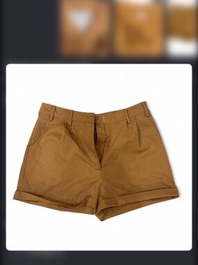 Francesca's Collections Tan Pleated Cuffed Shorts